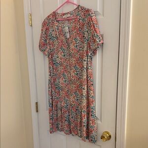 Loft multi colored floral peplum bottom dress